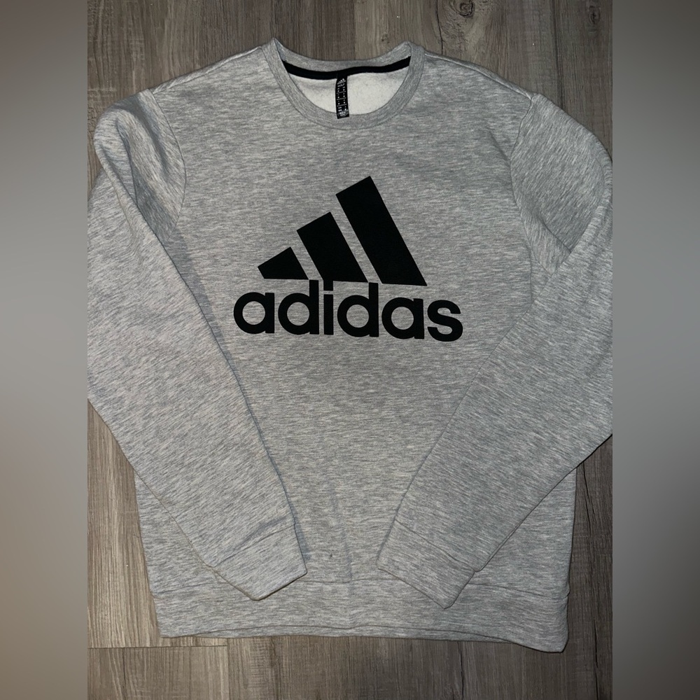 Adidas Mens grey and black crewneck pullover